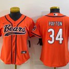 women's Activewear Football Uniform #34 Walter Payton Jerseys Orange Baseball CoolBase Lady Shirt