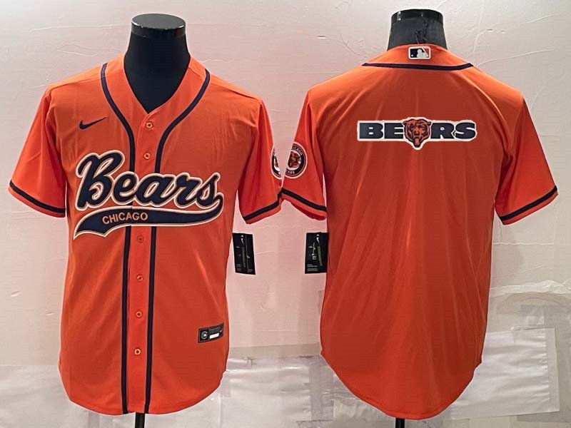 men's Activewear Football Uniform Chicago Bears Blank Jerseys Orange Team Big Logo Baseball Shirt