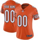 women's Football Chicago Bears Uniform #00 Custom name number Jerseys Orange Limited Lady Shirt
