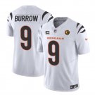 men's & kids Activewear Football Uniform #9 Joe Burrow Jerseys White C and John Madden Patch Shirt