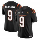 men's & kids Activewear Football Uniform #9 Joe Burrow Jerseys Black C and John Madden Patch Shirt