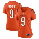 women's Activewear Football Uniform #9 Joe Burrow Jerseys Orange Player Game Limited Lady Shirt