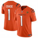 men's & kids Activewear Football Uniform #1 Ja'Marr Chase Jerseys Orange John Madden Patch Shirt