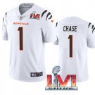 men's & kids Activewear Football Uniform #1 Ja'Marr Chase Jerseys White 2022 Super Bowl LVI Shirt