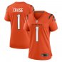 women's Activewear Football Uniform #1 Ja'Marr Chase Jerseys Orange Player Game Limited Lady Shirt