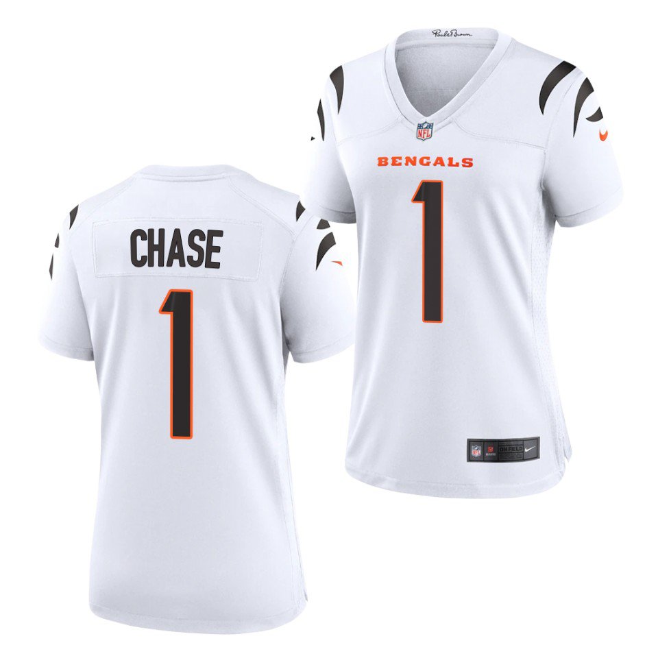 women's Activewear Football Uniform #1 Ja'Marr Chase Jerseys White Player Game Limited Lady Shirt
