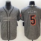 men's Activewear Football Uniform #5 Tee Higgins Jerseys Grey Baseball CoolBase Shirt