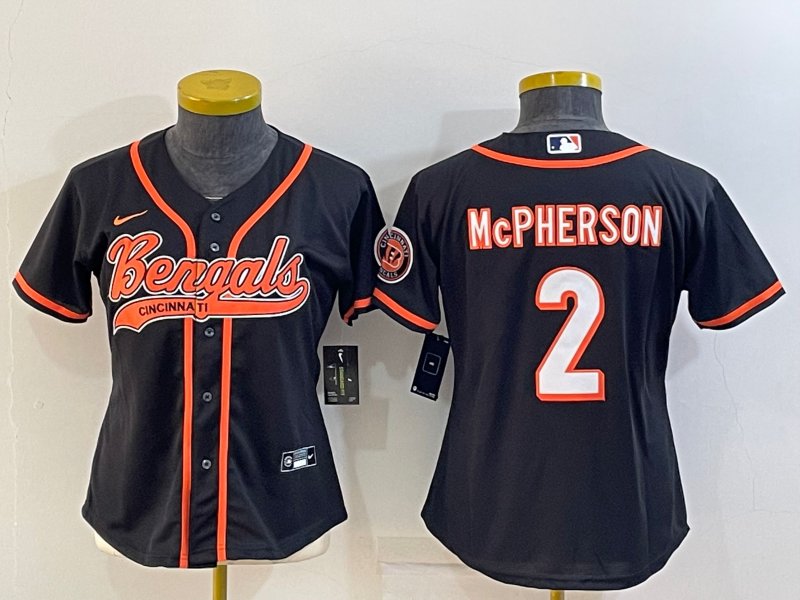 women's Activewear Football Uniform #2 Evan McPherson Jerseys Black Baseball CoolBase Lady Shirt