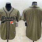men's Activewear Football Uniform Cleveland Browns Blank Jerseys Olive Salute Service Baseball Shirt
