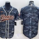 men's Activewear Football Uniform Cleveland Browns Blank Jerseys Grey Camo Baseball CoolBase Shirt