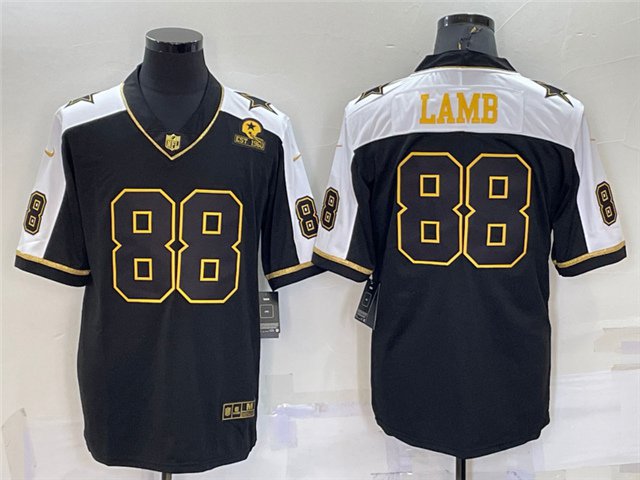 men's Activewear Football Uniform #88 CeeDee Lamb Jerseys Thanksgiving Black Gold Limited Shirt