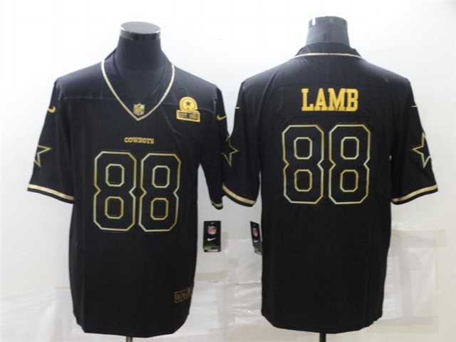 men's Activewear Football Uniform #88 CeeDee Lamb Jerseys Black Golded Edition Limited Shirt