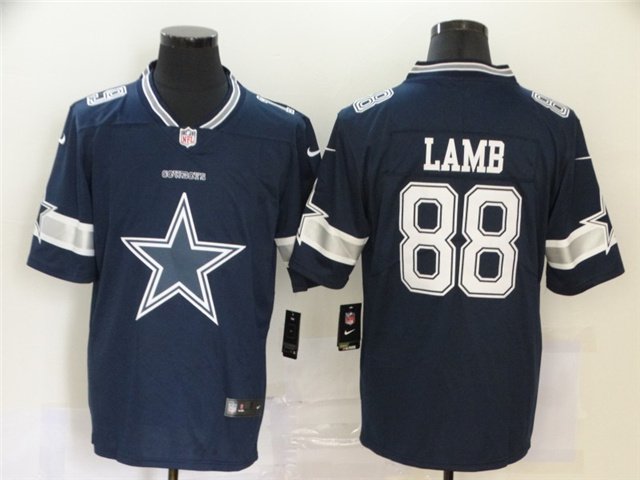 men's Activewear Football Uniform #88 CeeDee Lamb Jerseys Blue Team Big Logo Limited Shirt