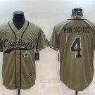 men's Activewear Football Uniform #4 Dak Prescott Jerseys Olive Salute To Service Baseball Shirt