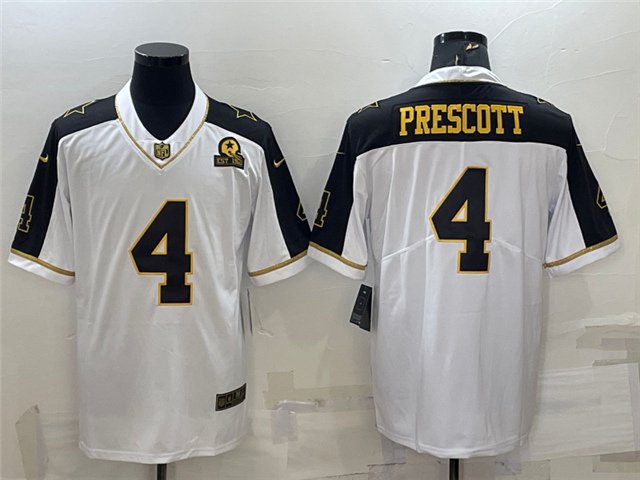 men's Activewear Football Uniform #4 Dak Prescott Jerseys Thanksgiving White Gold Limited Shirt