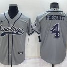 men's Activewear Football Uniform #4 Dak Prescott Jerseys Gray Baseball CoolBase Shirt