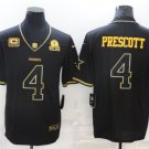 men's Activewear Football Uniform #4 Dak Prescott Jerseys Black Golded C and Est.1960 Patch Shirt