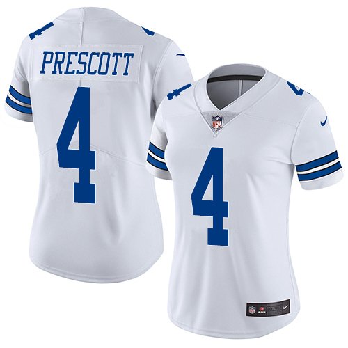 women's Activewear Football Uniform #4 Dak Prescott Jerseys White Player Game Limited Lady Shirt