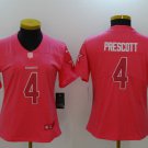 women's Activewear Football Uniform #4 Dak Prescott Jerseys Pink Fashion Limited Lady Shirt