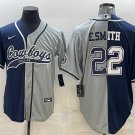 men's Activewear Football Uniform #22 Emmitt Smith Jerseys Split Navy/Gray Baseball CoolBase Shirt