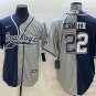 men's Activewear Football Uniform #22 Emmitt Smith Jerseys Split Navy/Gray Baseball CoolBase Shirt