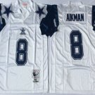 men's & youth Activewear Football Uniform #8 Troy Aikman Jerseys M&N Vintage White Throwback Shirt