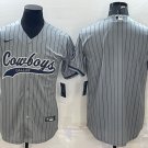 men's Activewear Football Uniform Dallas Cowboys Blank Jerseys Grey Pinstripe Baseball Cool Shirt