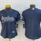 women's Activewear Football Uniform Dallas Cowboys Blank Jerseys Navy Pinstripe Baseball Cool Shirt