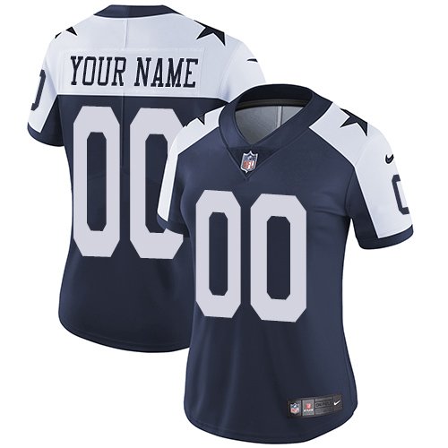 women's Dallas Cowboys Uniform #00 Custom name number Jerseys Thanksgiving Navy Lady Shirt