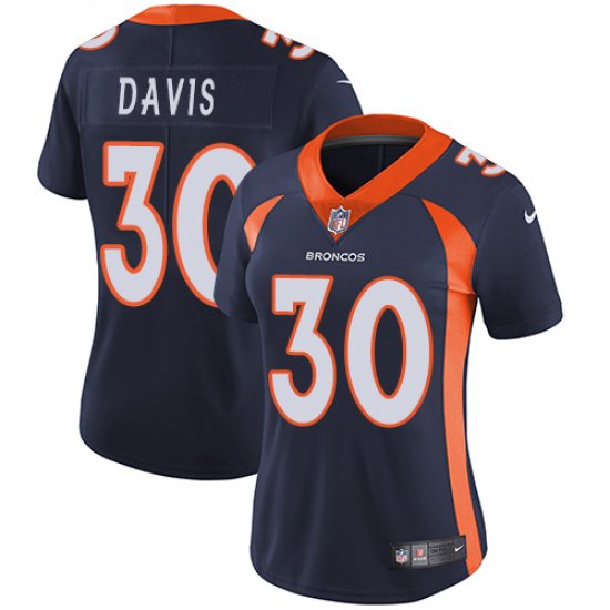 women's Activewear Football Uniform #30 Terrell Davis Jerseys Navy Player Game Limited Lady Shirt