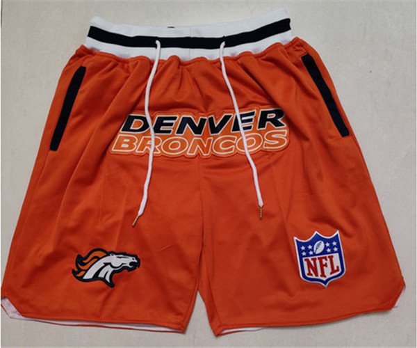 men's Denver Broncos Orange Just Don Pocket Zipper Football Shorts