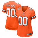 women's Football Denver Broncos Uniform #00 Custom name number Jerseys Orange Alternate Lady Shirt