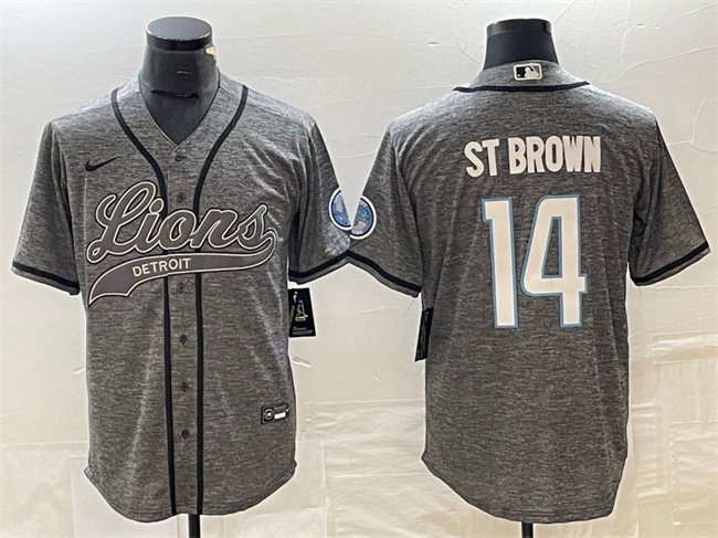 men's Activewear Football Uniform #14 Amon-Ra St. Brown Jerseys Grey Gridiron Baseball Cool Shirt