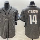 men's Activewear Football Uniform #14 Amon-Ra St. Brown Jerseys Grey Gridiron Baseball Cool Shirt