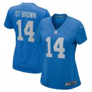 women's Activewear Football Uniform #14 Amon-Ra St. Brown Jerseys Blue Alternate Limited Lady Shirt