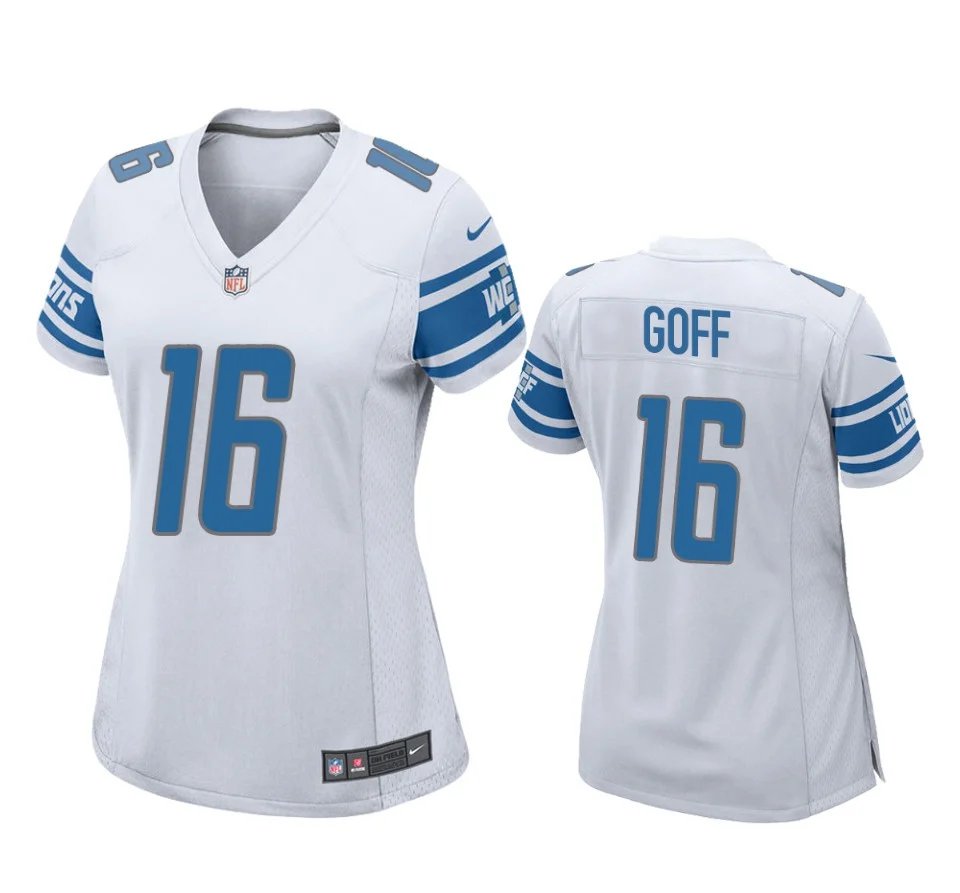 women's Activewear Football Uniform #16 Jared Goff Jerseys White Player Game Limited Lady Shirt