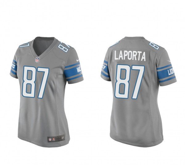 women's Activewear Football Uniform #87 Sam LaPorta Jerseys Silver Player Game Limited Lady Shirt