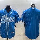 men's Activewear Football Uniform Detroit Lions Blank Jerseys Blue Baseball CoolBase Shirt
