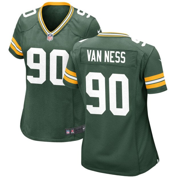 women's Activewear Football Uniform #90 Lukas Van Ness Jerseys Green Player Game Limited Lady Shirt