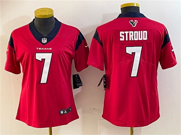 women's Activewear Football Texans Uniform #7 C.J. Stroud Jerseys Red 2023 Draft Limited lady Shirt