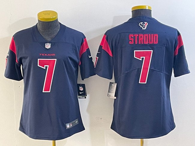 women's Activewear Football Texans Uniform #7 C.J. Stroud Jerseys Navy Alternate Limited lady Shirt