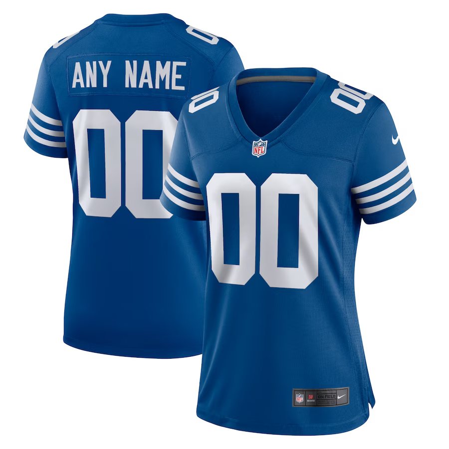 women's Indianapolis Colts Uniform #00 Custom name number Jerseys Royal Alternate Lady Shirt