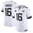 men's & kids Activewear Football Uniform #16 Trevor Lawrence Jerseys White F.U.S.E C Patch Shirt