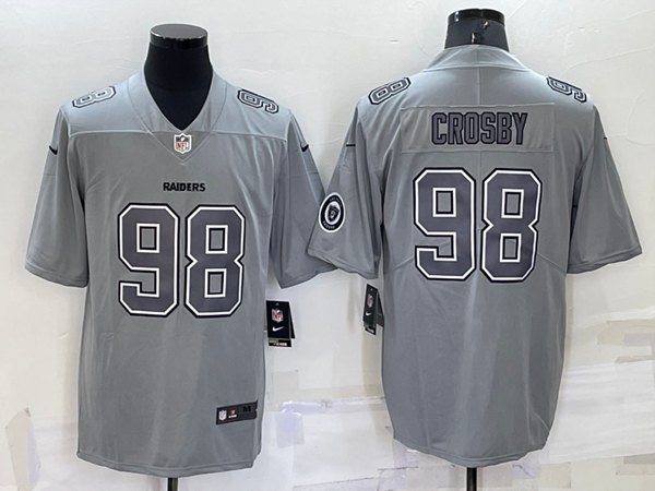men's Activewear Football Uniform #98 Maxx Crosby Jerseys Gray Atmosphere Fashion Limited Shirt