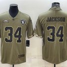 men's Activewear Football Uniform #34 Bo Jackson Jerseys 2022 Olive Salute To Service Limited Shirt
