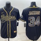 men's Activewear Football Uniform #34 Bo Jackson Jerseys Black Golded Baseball CoolBase Shirt