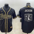 men's Activewear Football Uniform #34 Bo Jackson Jerseys Black Gold Team Big Logo Baseball Shirt