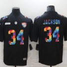men's Activewear Football Uniform #34 Bo Jackson Jerseys Black Rainbow Crucial Catch Limited Shirt