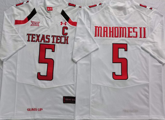 men's & youth Football Uniform #5 Patrick Mahomes II Jerseys White TX Tech Red Raiders College Shirt