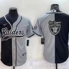 men's Football Uniform Las Vegas Raiders Blank Jerseys Black/Grey Split Team Big Logo Baseball Shirt